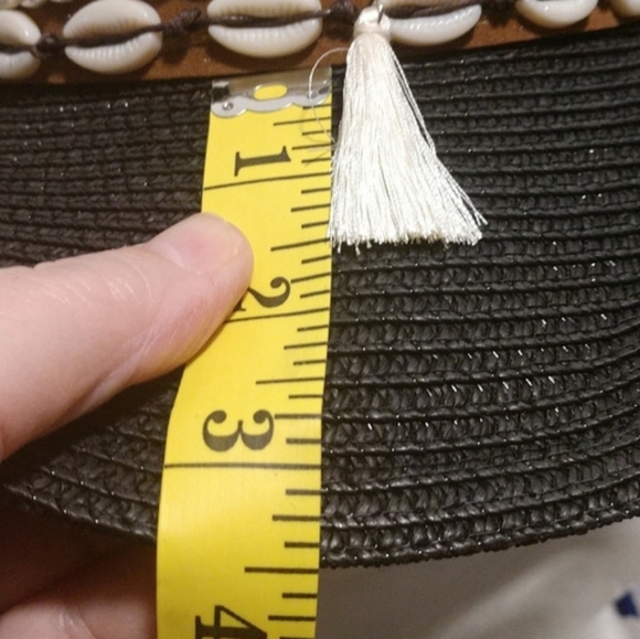 Unisex Straw Weave Western Beach Sun Hat Cowrie Cowry Shells Tassels Black Boho - Picture 12 of 14